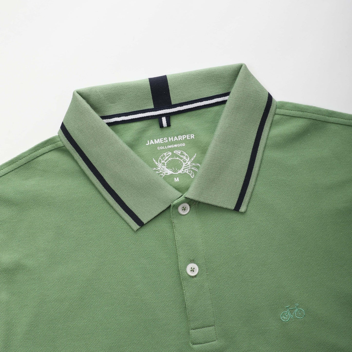 JAMES HARPER - Button Pique Polo FOREST