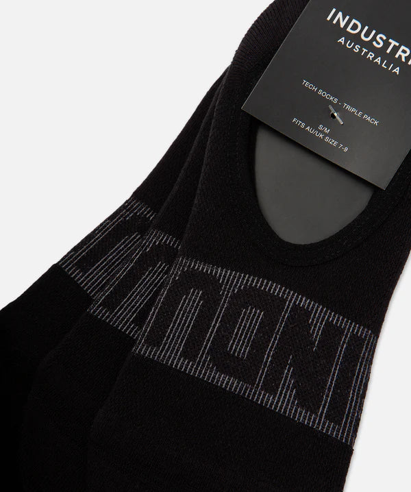 Industrie - 3PK Tech Socks BLACK