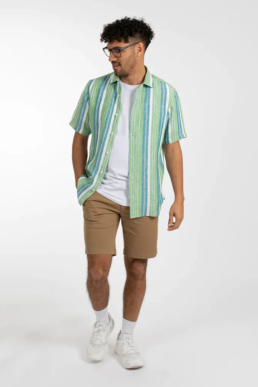 JAMES HARPER - S/S shirt GREEN BEACH STRIPE