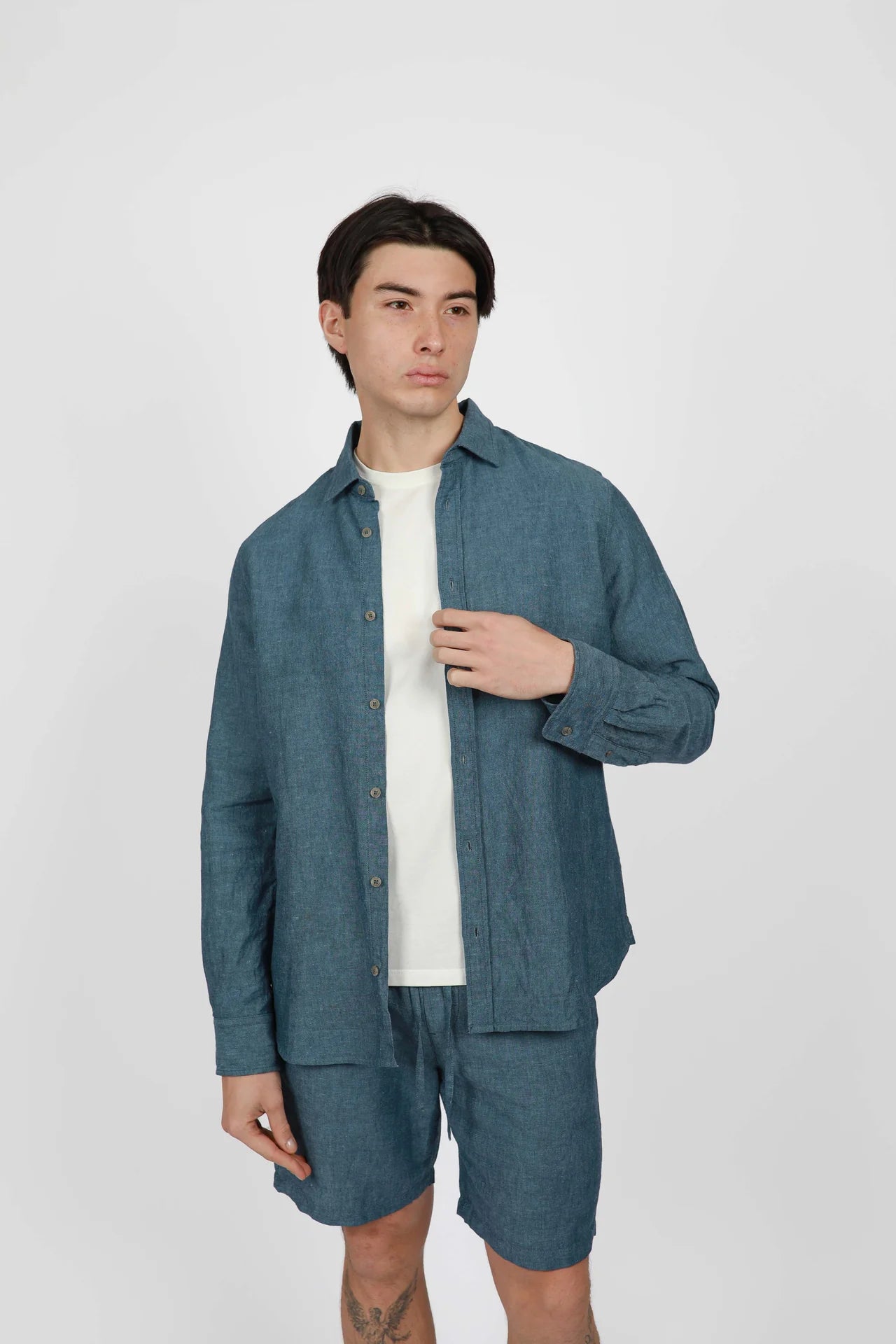 JAMES HARPER - LONG SLEEVE SHIRT BUE STEEL