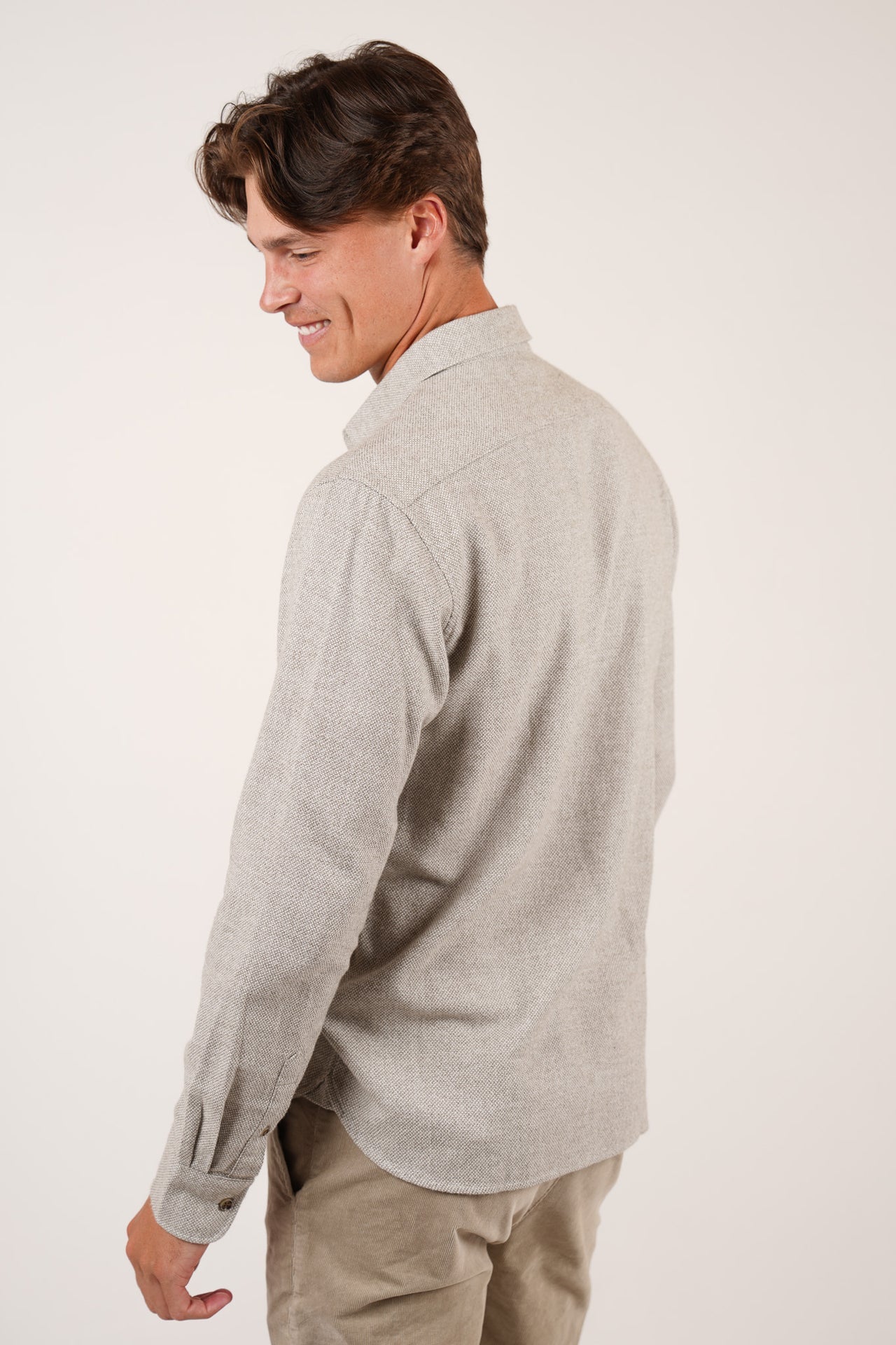 JAMES HARPER - Textured long leeve shirt SAGE