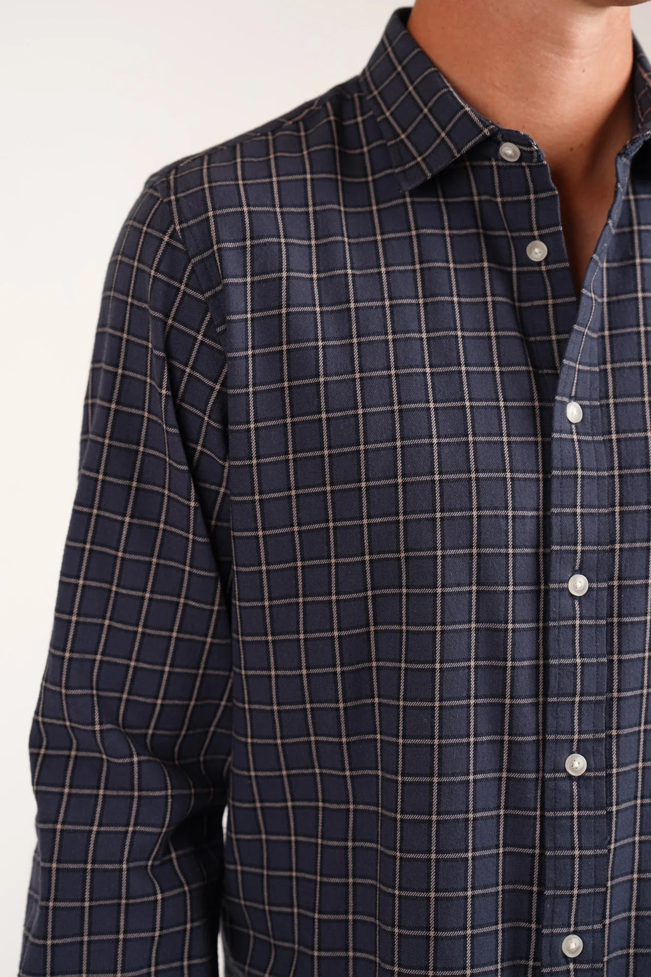 JAMES HARPER - Check long sleeve shirt NAVY