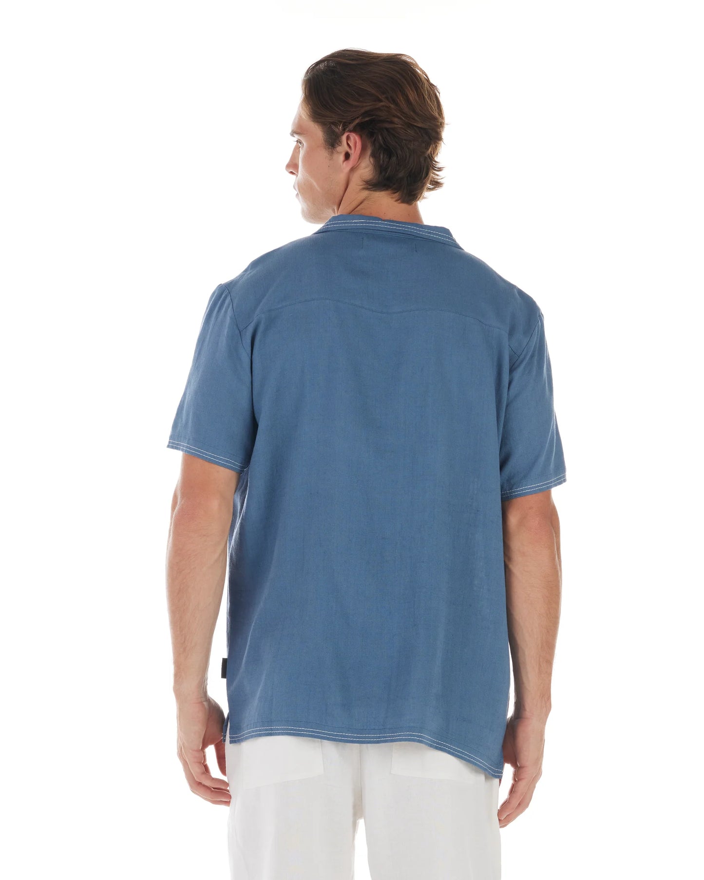 NANA JUDY - AUSTIN SS SHIRT - STEEL BLUE