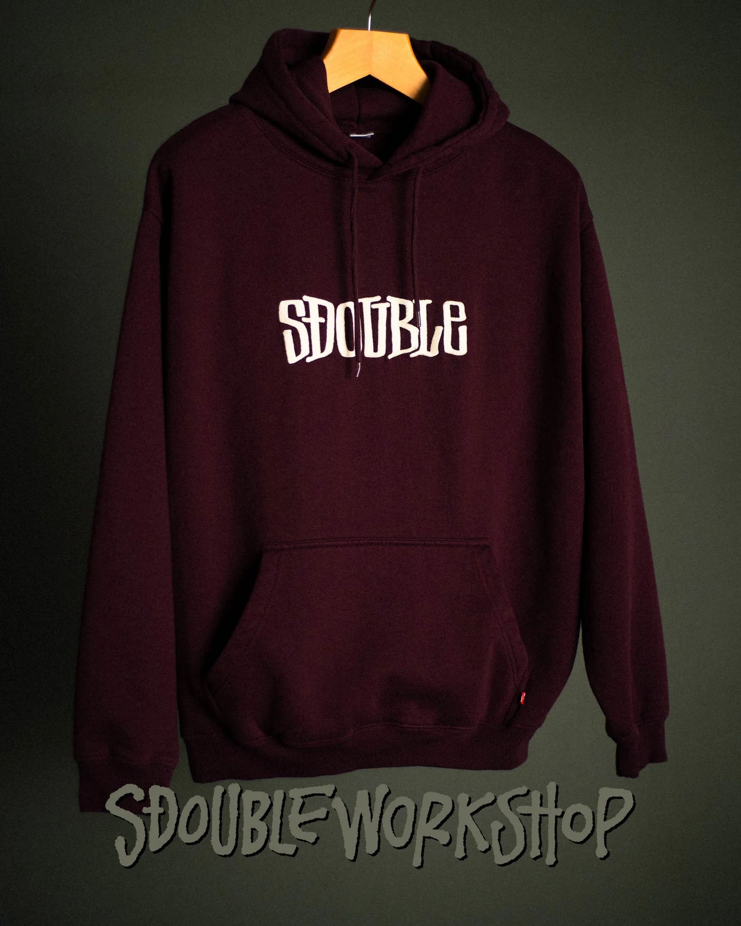S/DOUBLE - Mid Block Fleece Hood BORDEAUX