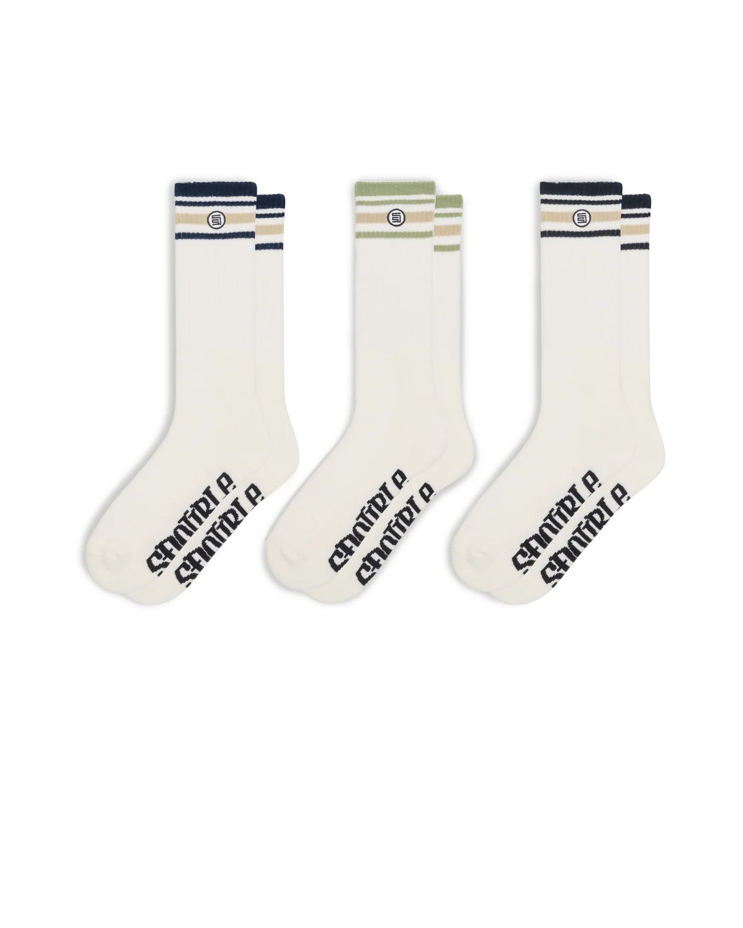 S/DOUBLE - S-DOT SOCK 3PK NAVY/BLACK/SAGE