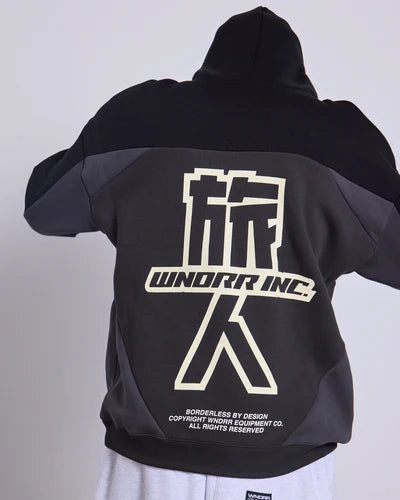 WNDRR- SHOJI PANEL HOOD SWEAT - BLACK