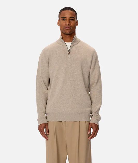 INDUSTRIE - THE LAKEWOOD ZIP NECK KNIT - WHEAT