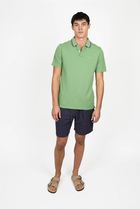 JAMES HARPER - Button Pique Polo FOREST