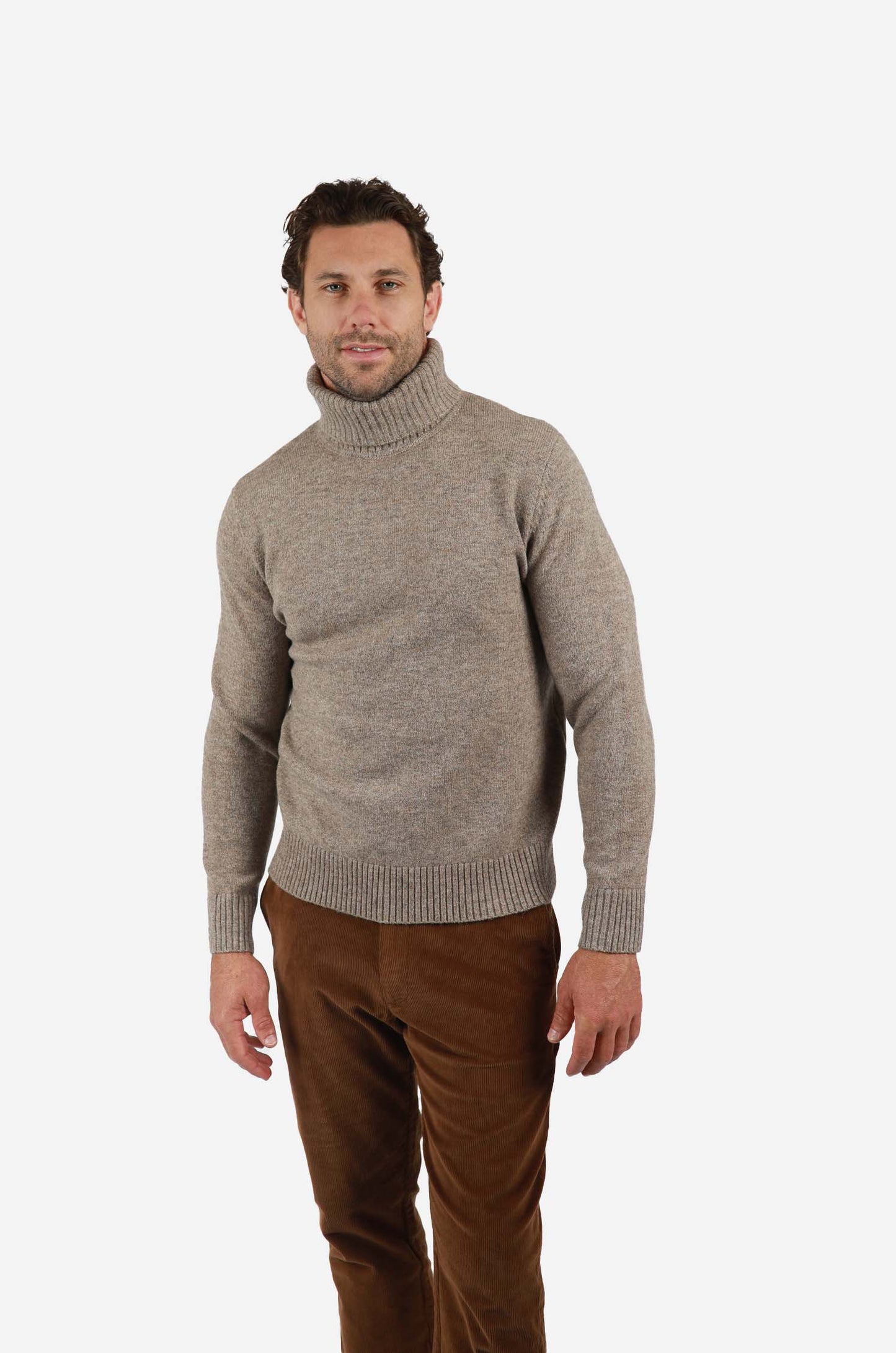 James Harper -Roll neck knitwear TOBACCO