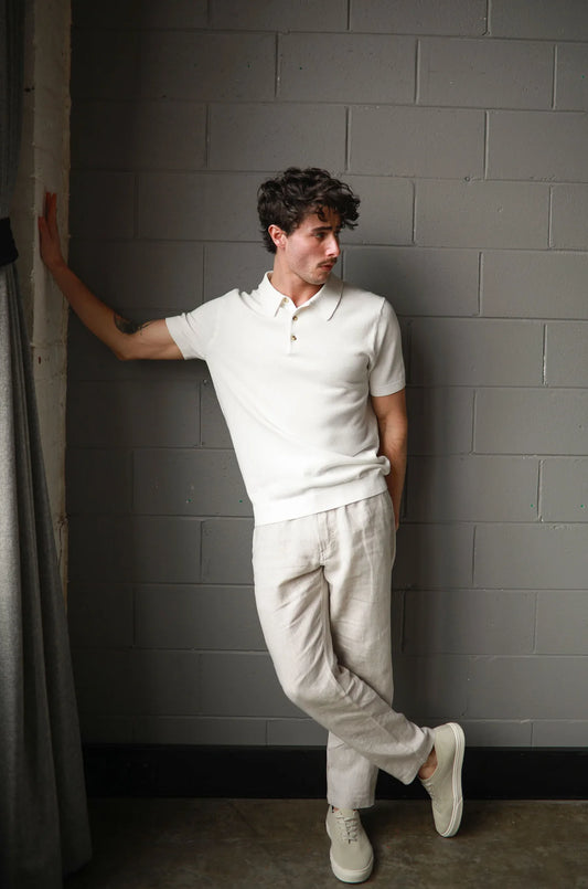 JAMES HARPER -3 BUTTON POLO KNITWEAR - WHITE