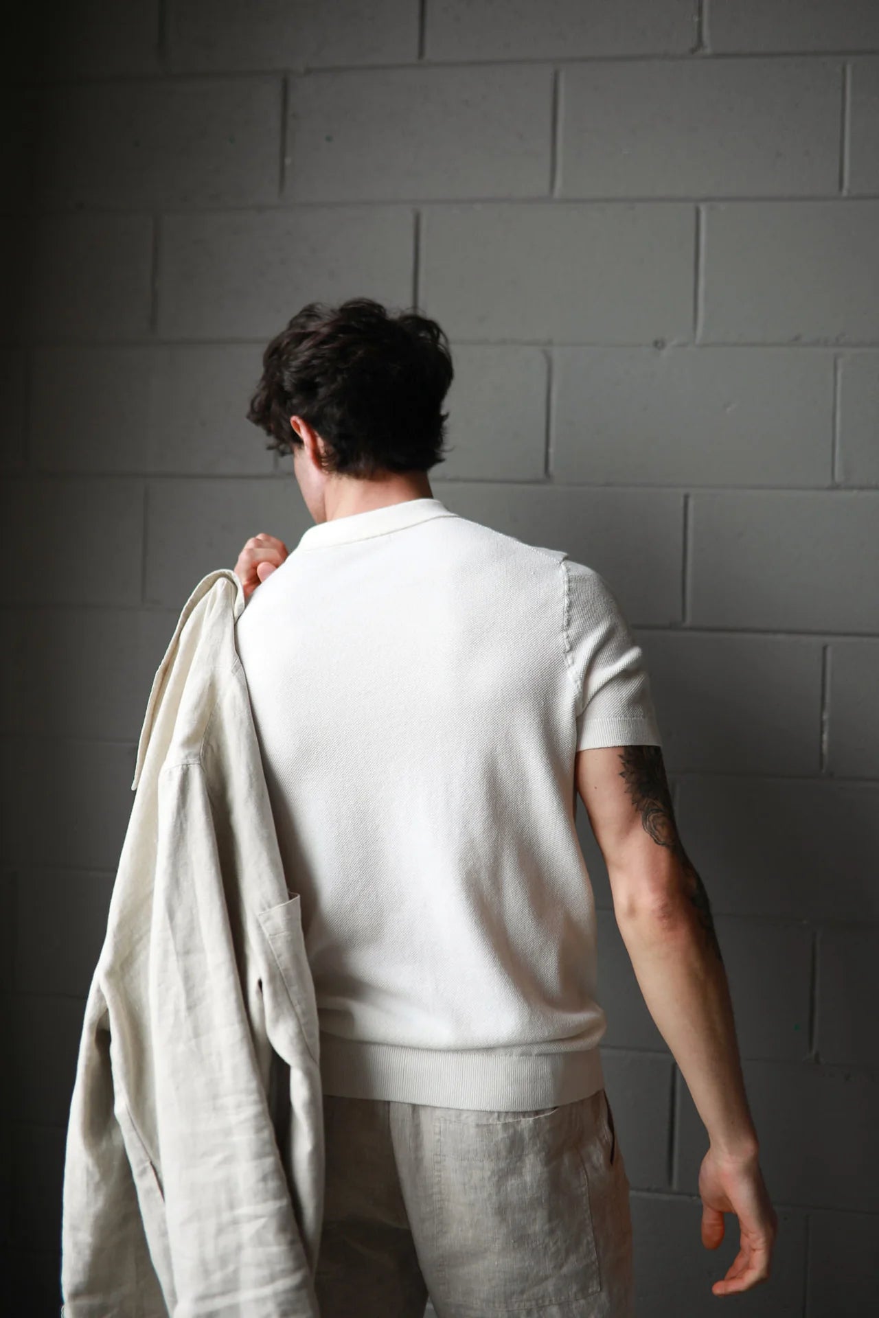 JAMES HARPER -3 BUTTON POLO KNITWEAR - WHITE