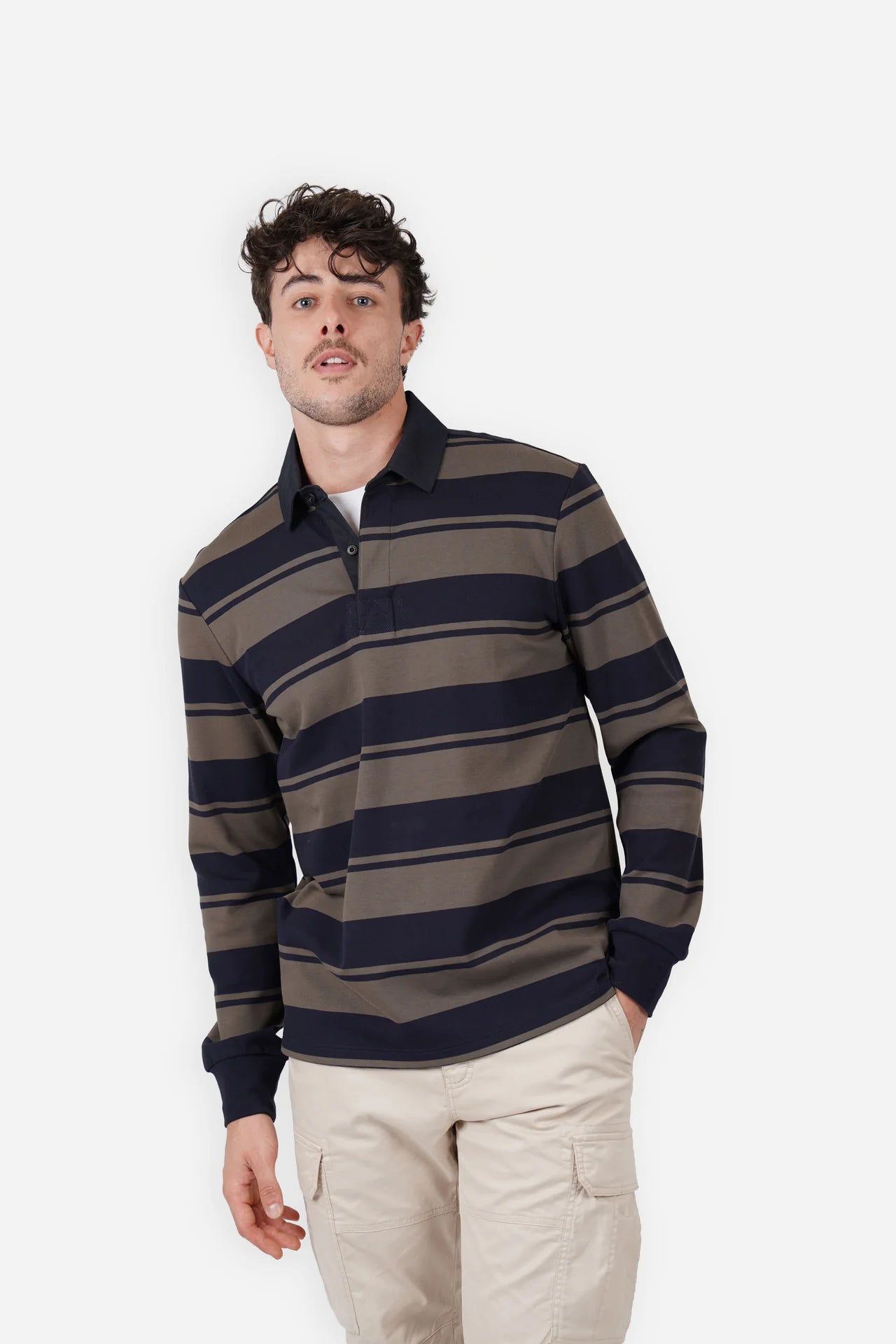 James Harper - Stripe Rugby Jersey OLIVE