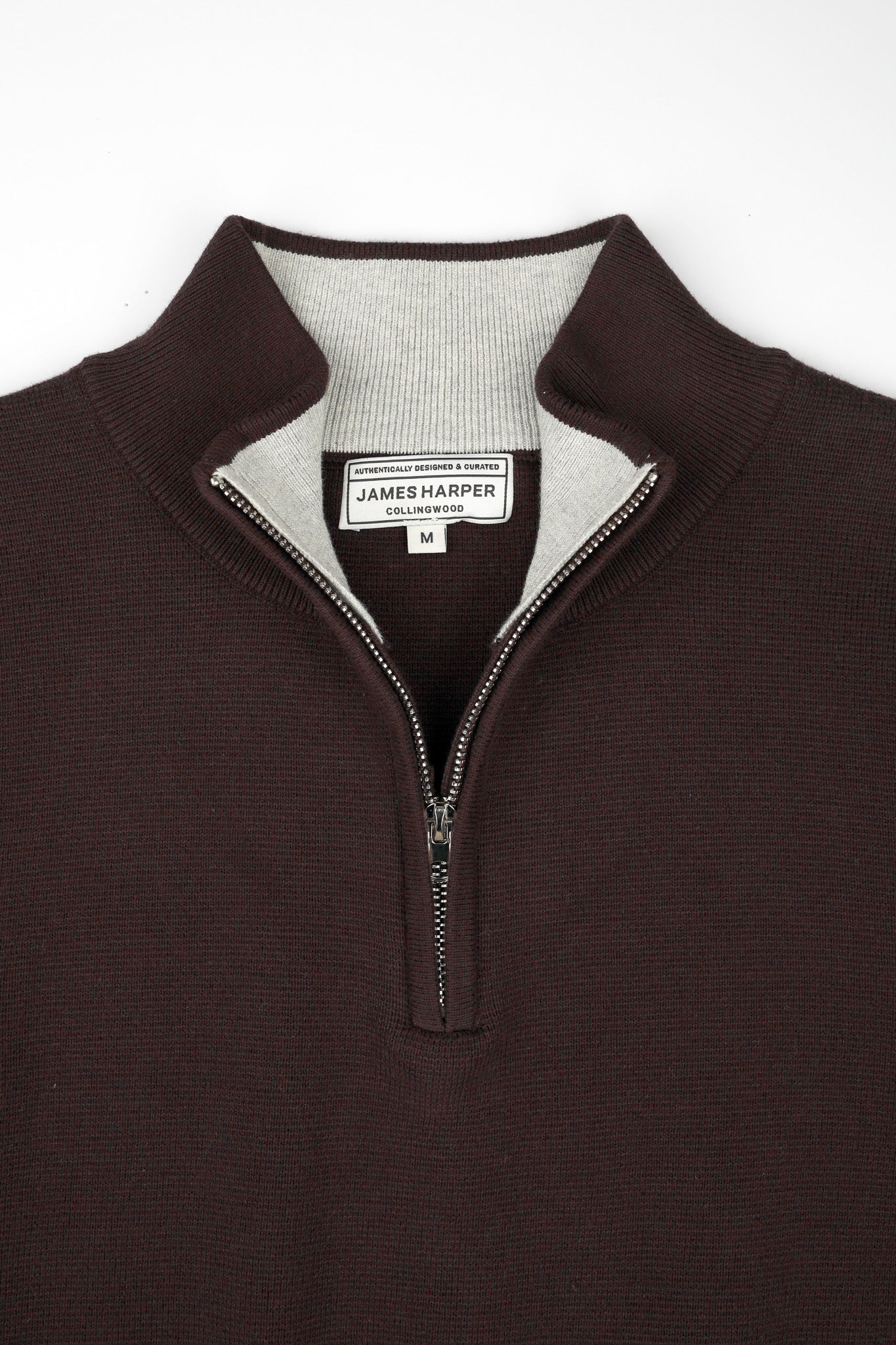 James Harper - 1/4 Zip Marle Knit SEPIA