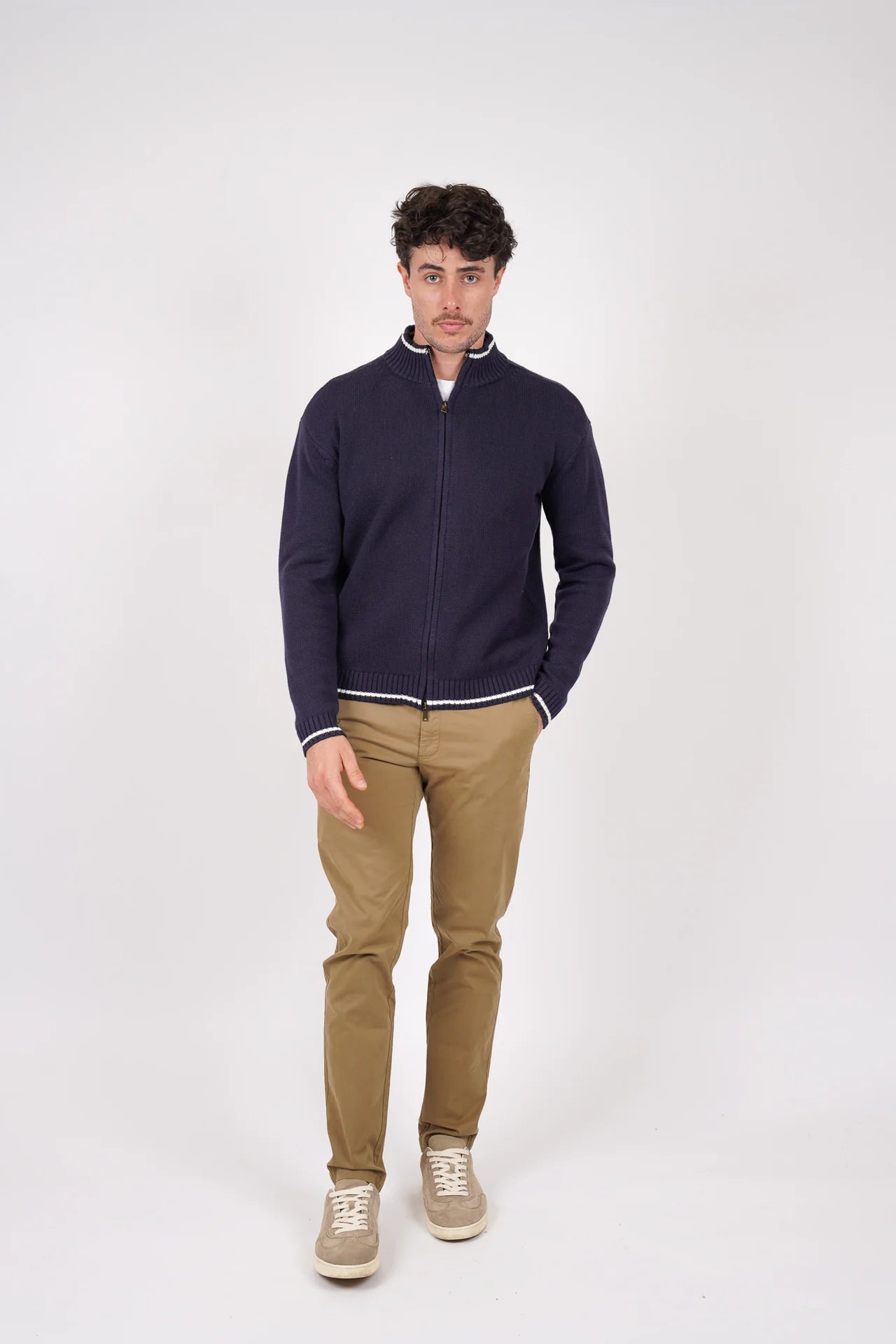 James Harper - Zip Through Cardigan NAVY