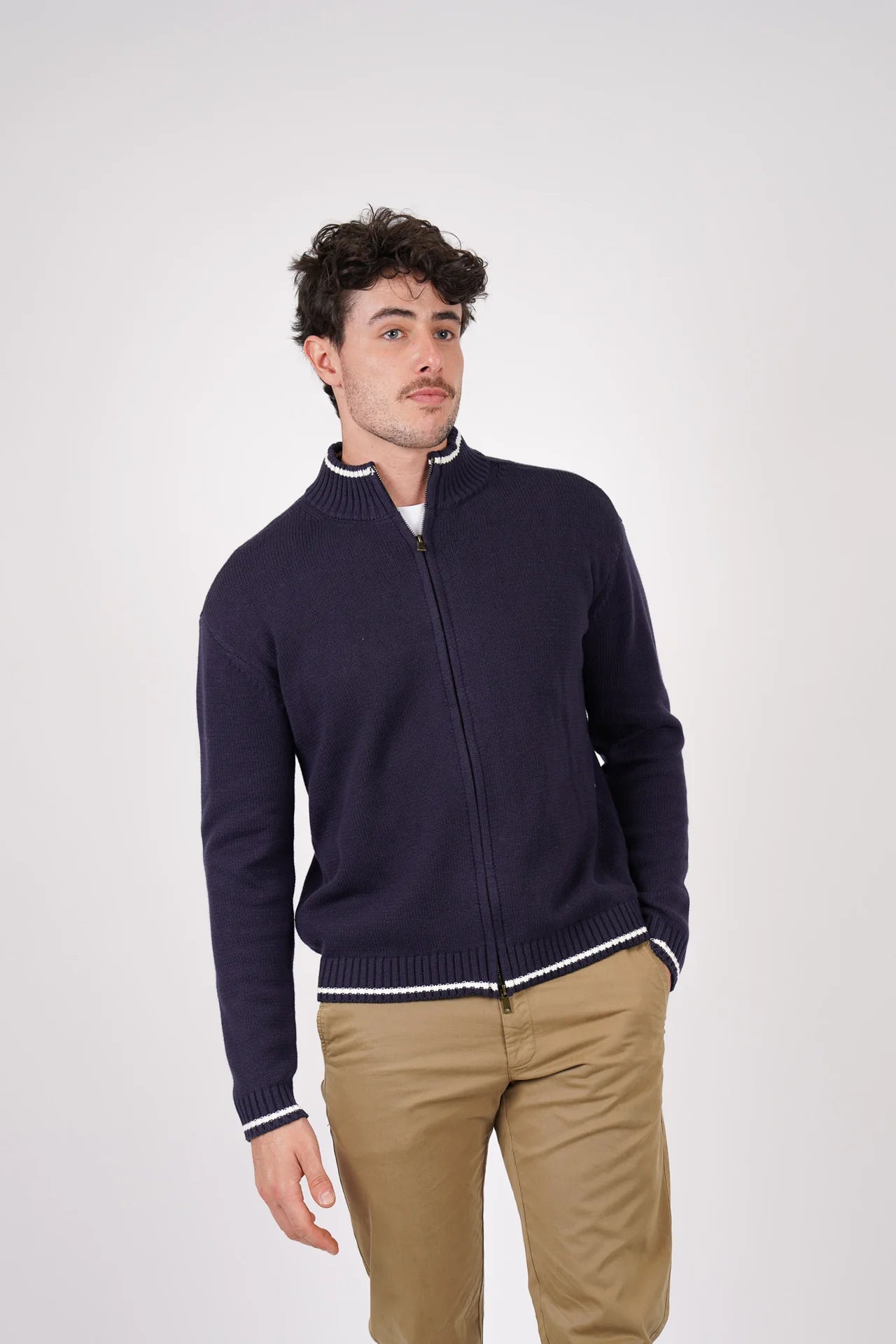 James Harper - Zip Through Cardigan NAVY