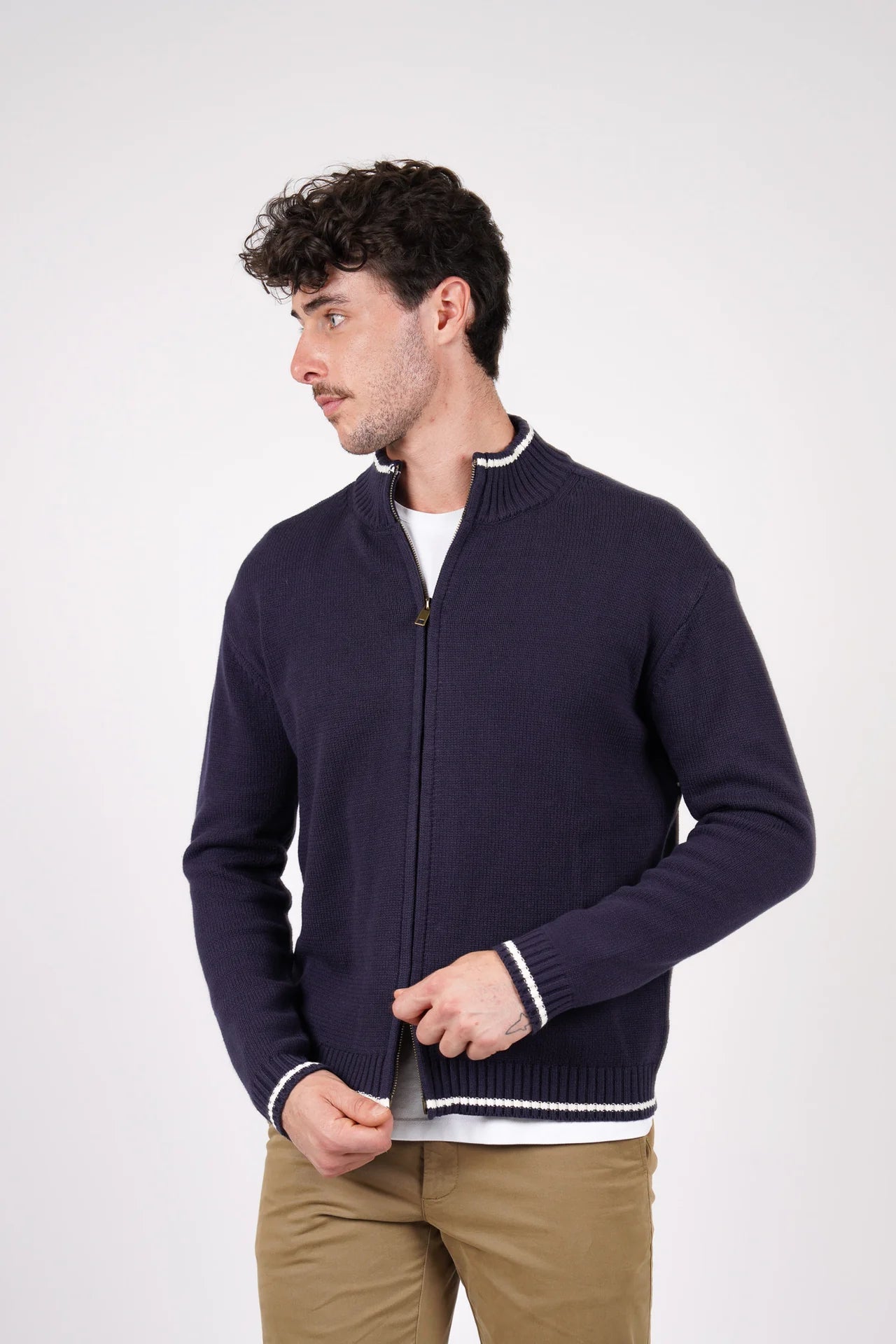 James Harper - Zip Through Cardigan NAVY