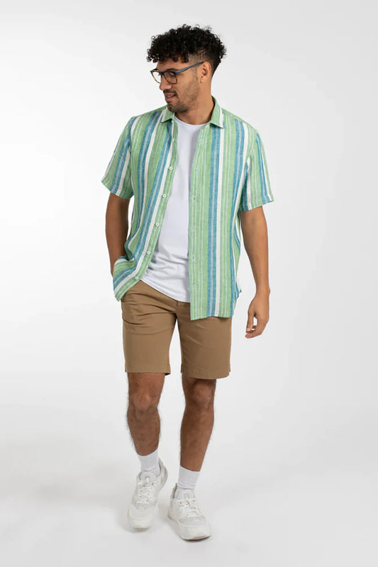 JAMES HARPER - S/S shirt GREEN BEACH STRIPE