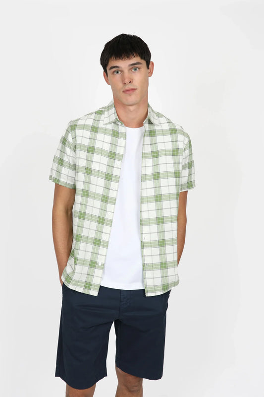 James Harper - Short Sleeve Check Shirt FOREST