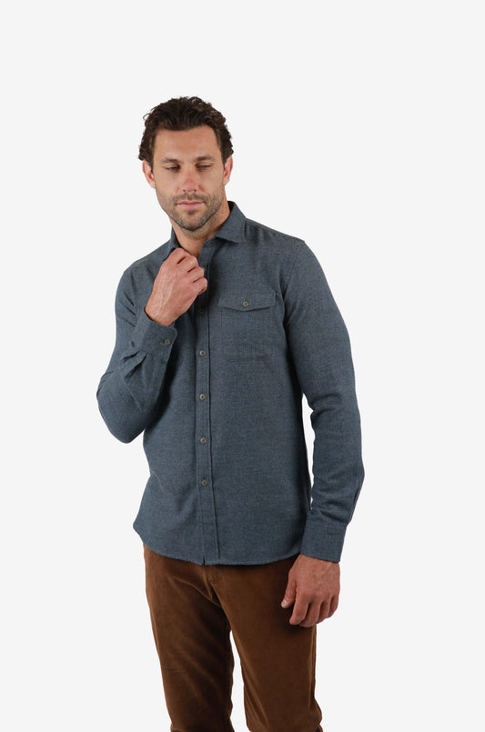 James Harper - Brushed Check Shirt BLUE
