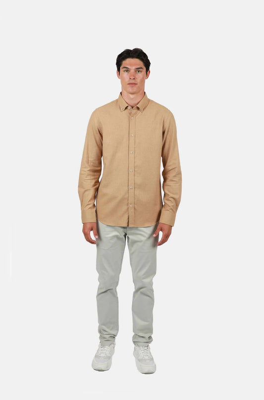 James Harper - Marle twill buttondown shirt LATTE