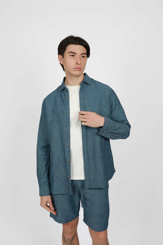JAMES HARPER - LONG SLEEVE SHIRT BUE STEEL