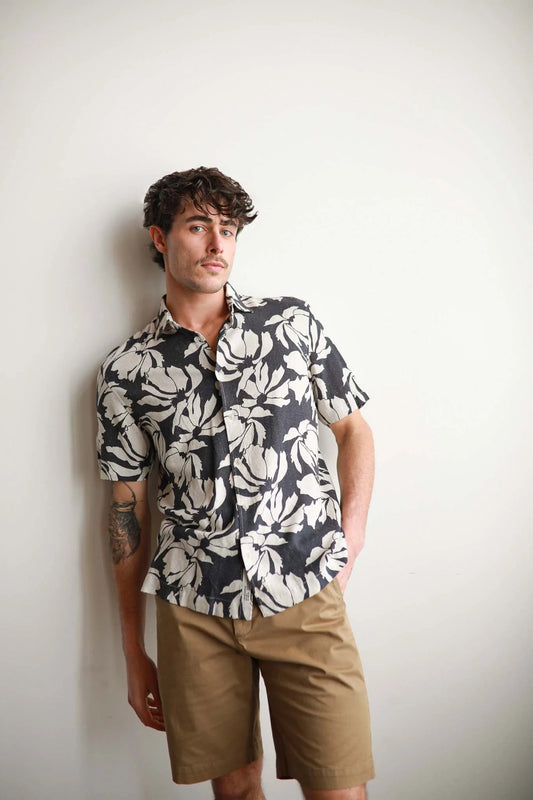 JAMES HARPER - SHORT SLEEVE 2 PIECE COLLARD SHIRT - PUERTO RICO NAVY