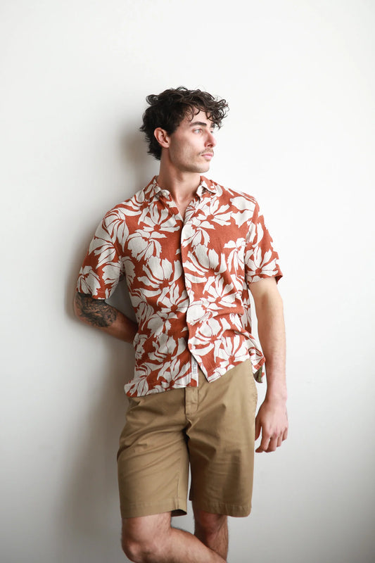 JAMES HARPER - SHORT SLEEVE COLLAR SHIRT - PAPRIKA