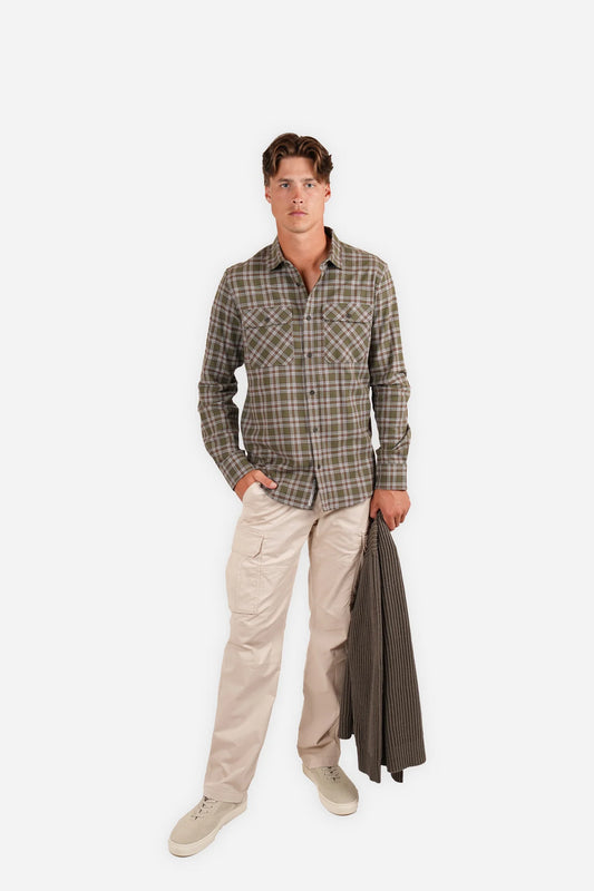 JAMES HARPER - Check long sleeve shirt  FOREST