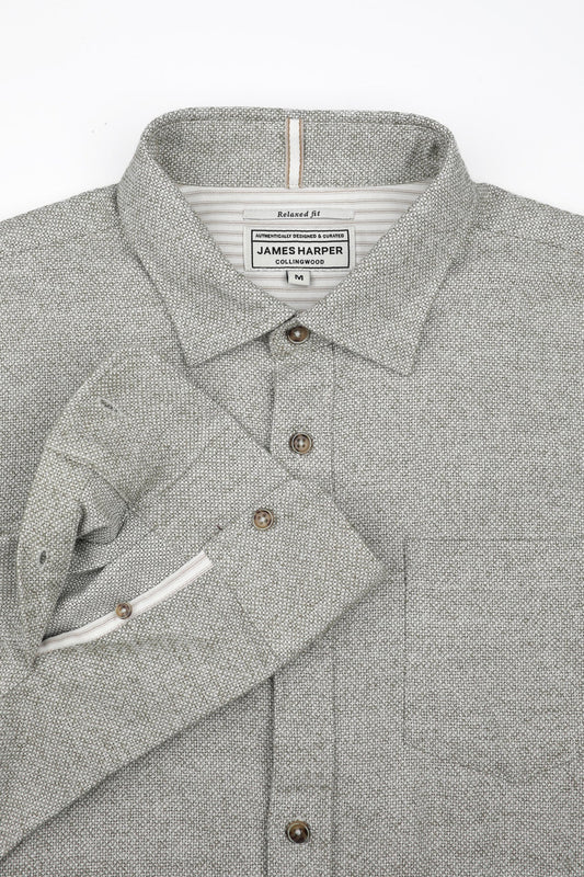 JAMES HARPER - Textured long leeve shirt SAGE