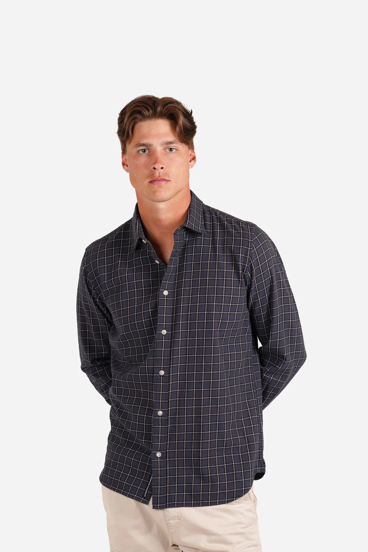 JAMES HARPER - Check long sleeve shirt NAVY