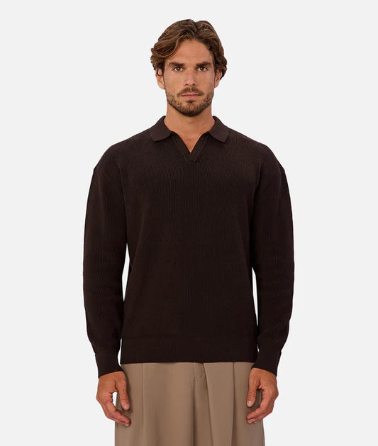 INDUSTRIE THE NEW ENGLAND POLO KNIT - ESPRESSO