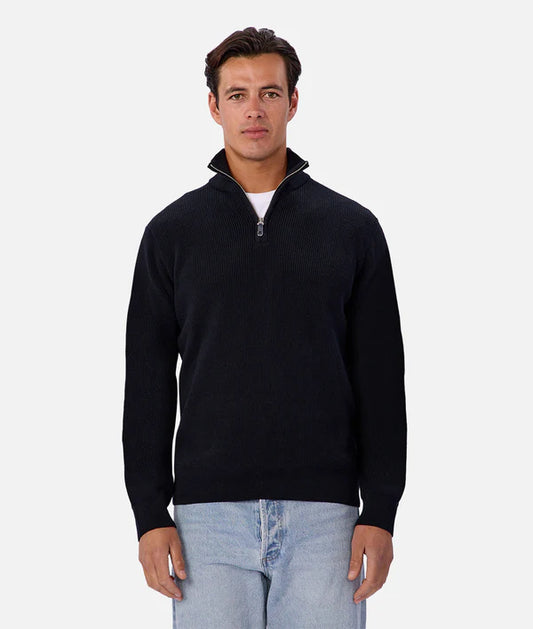 Industrie - The New England Zip Neck Knit NAVEL