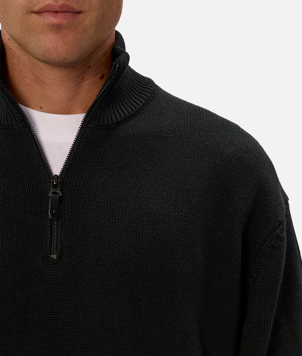 INDUSTRIE - THE MARINE ZIP NECK KNIT PINE