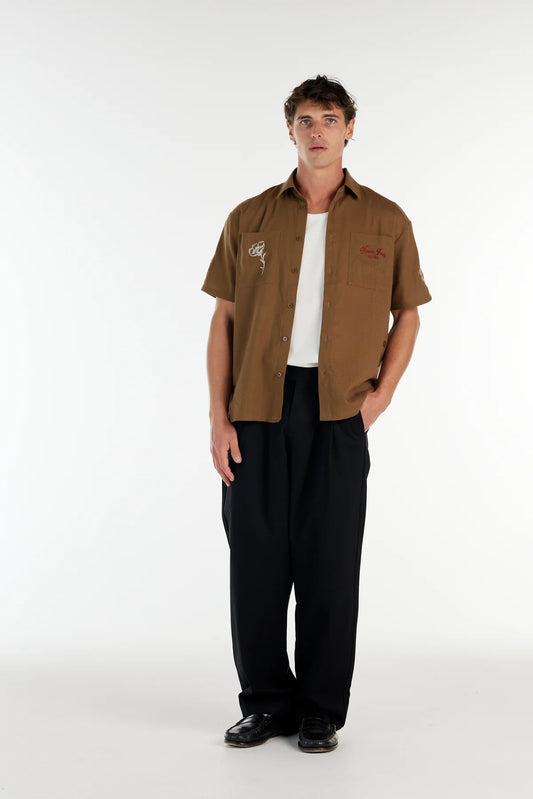 NANA Judy - Walter SS SHIRT BROWN