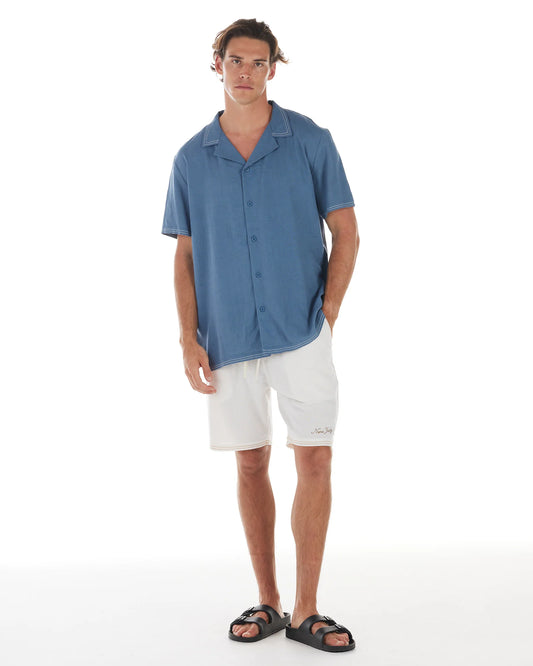NANA JUDY - AUSTIN SS SHIRT - STEEL BLUE