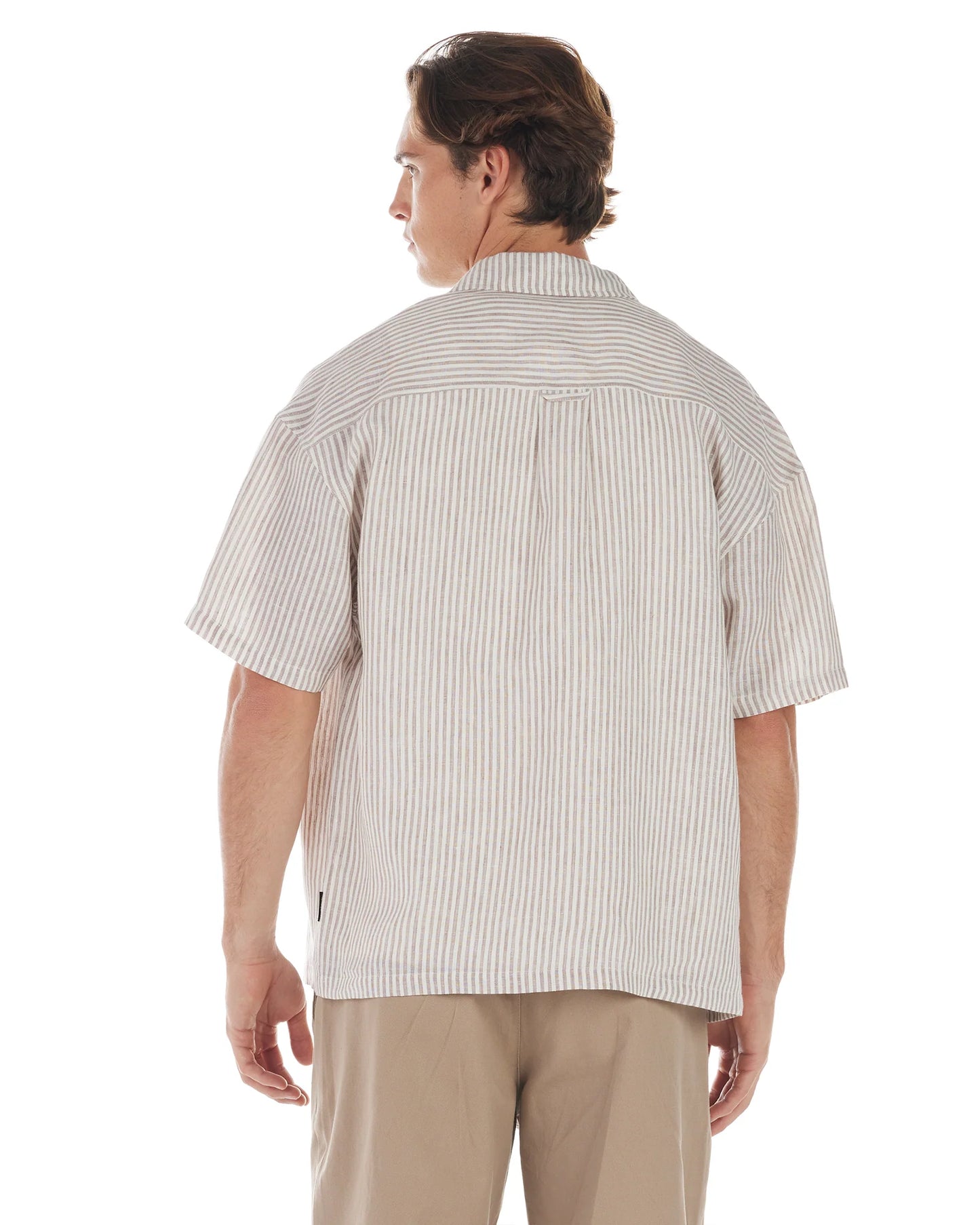 NANA JUDY -THEO SS SHIRT - BEIGE BONE STRIPE