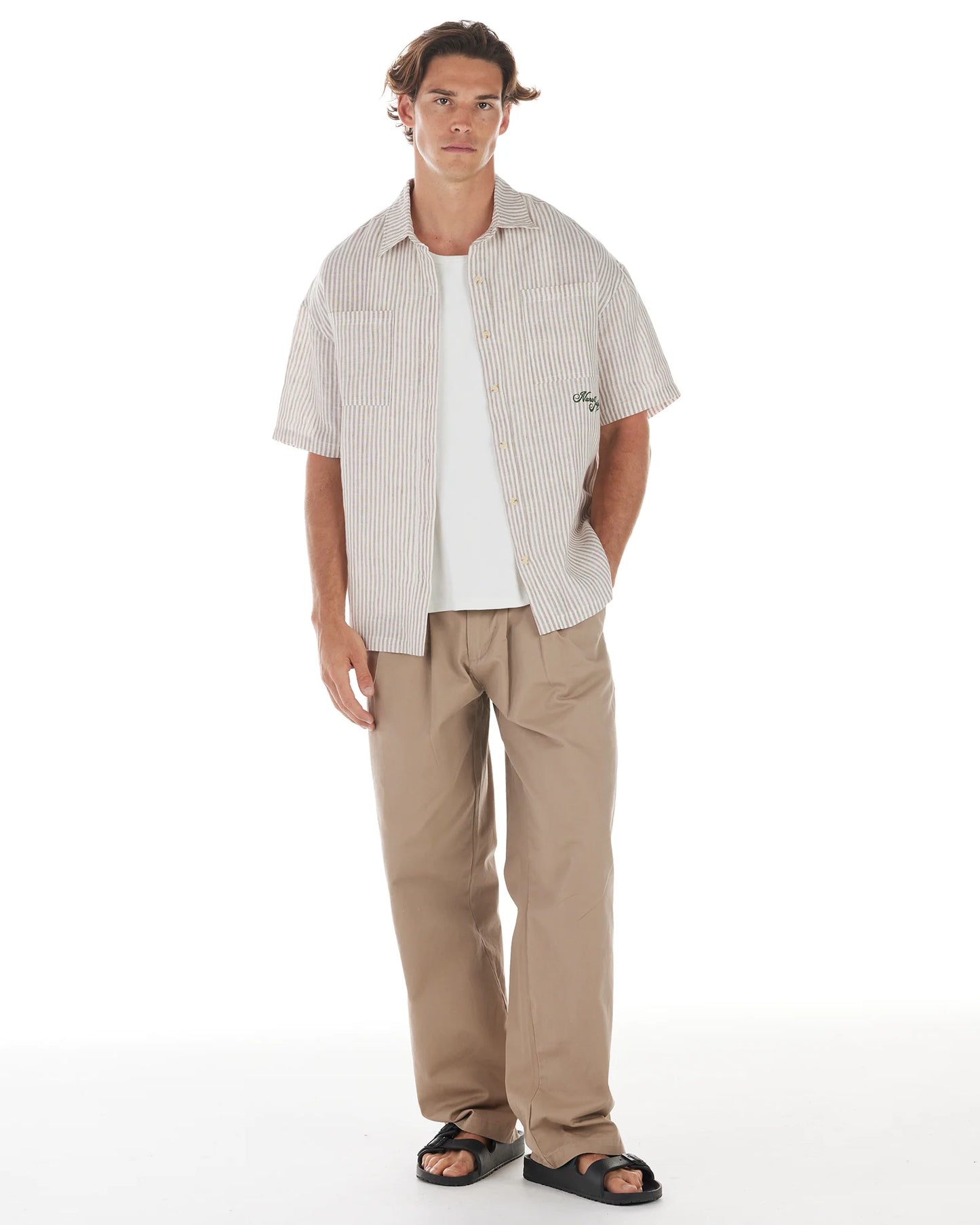 NANA JUDY -THEO SS SHIRT - BEIGE BONE STRIPE