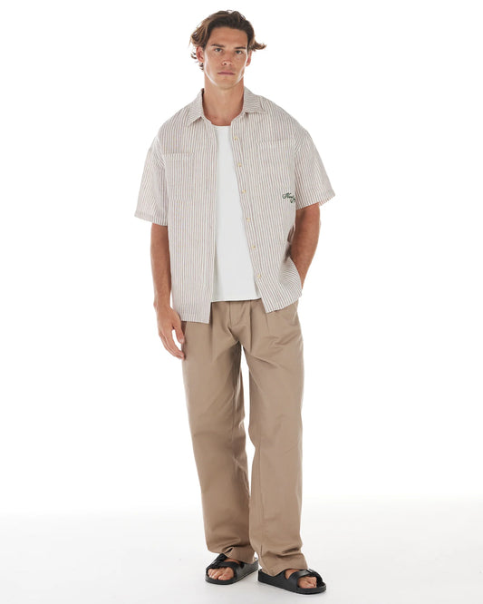 NANA JUDY -THEO SS SHIRT - BEIGE BONE STRIPE