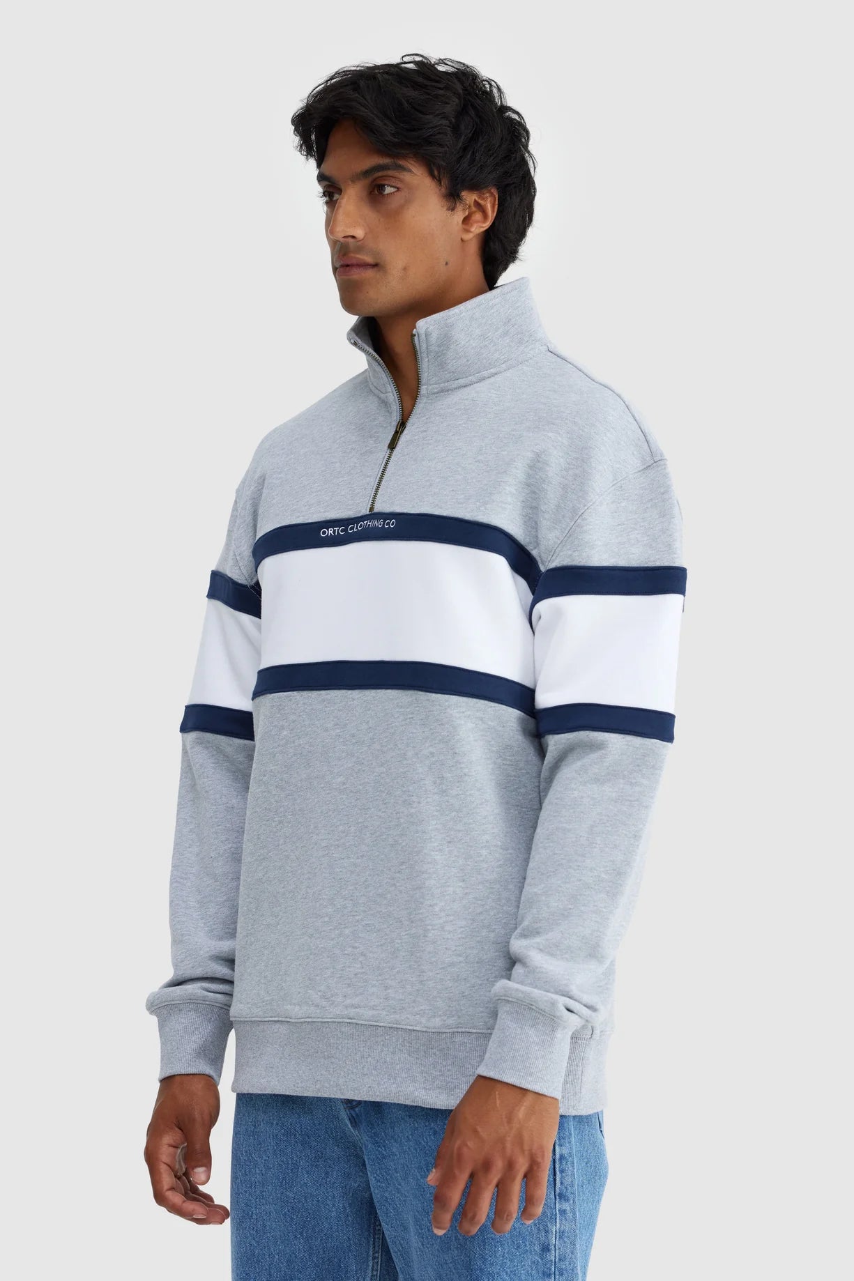 ORTC - Triple Panel Quarter Zip Grey Marle & white