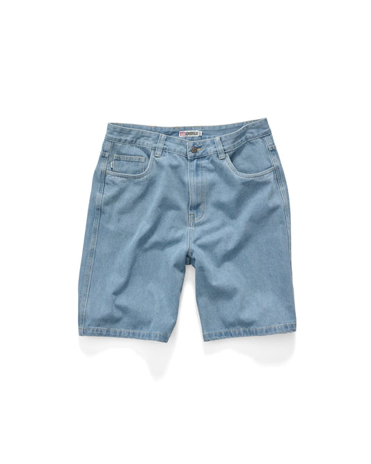 S/DOUBLE - Emb Denim Standard SHORT MID BLUE