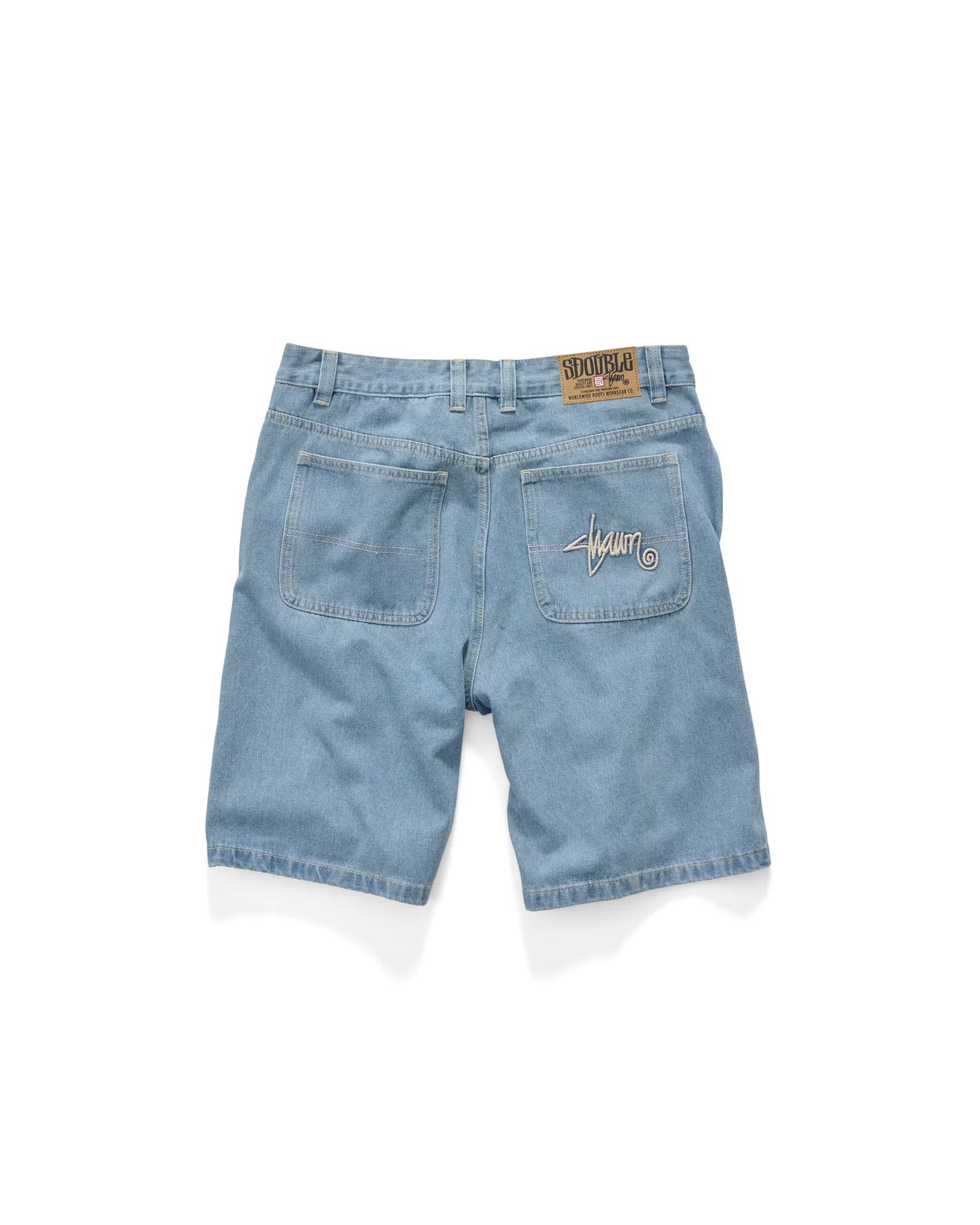 S/DOUBLE - Emb Denim Standard SHORT MID BLUE
