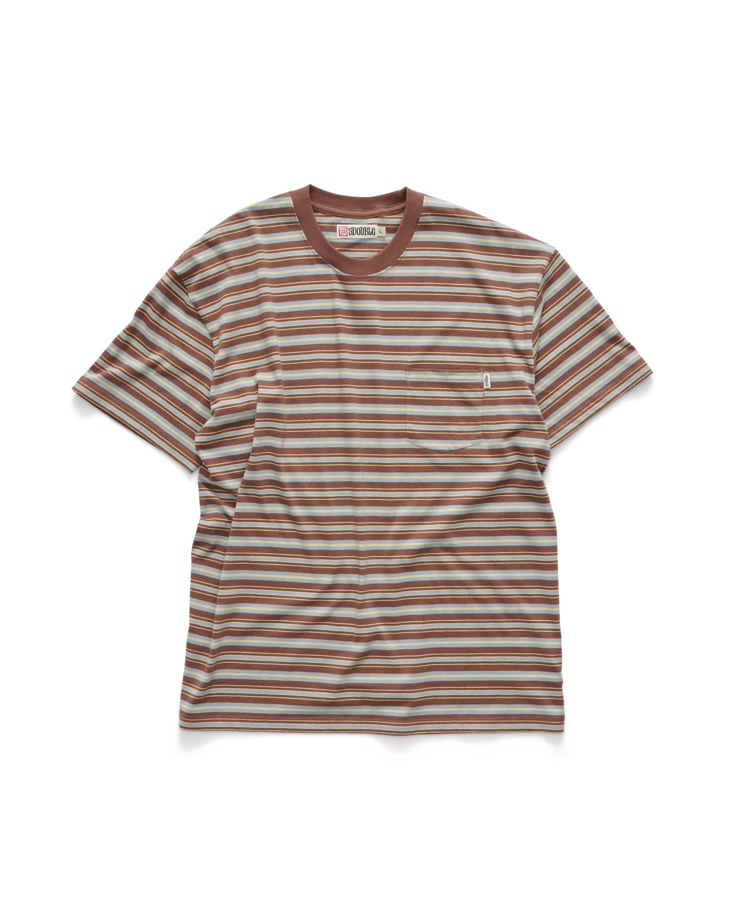 S/DOUBLE - Stripe Pocket TEE CHOCOLATE