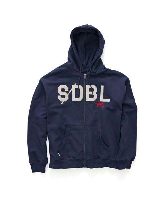 S/DOUBLE - Applique Zip Thru Hood NAVY