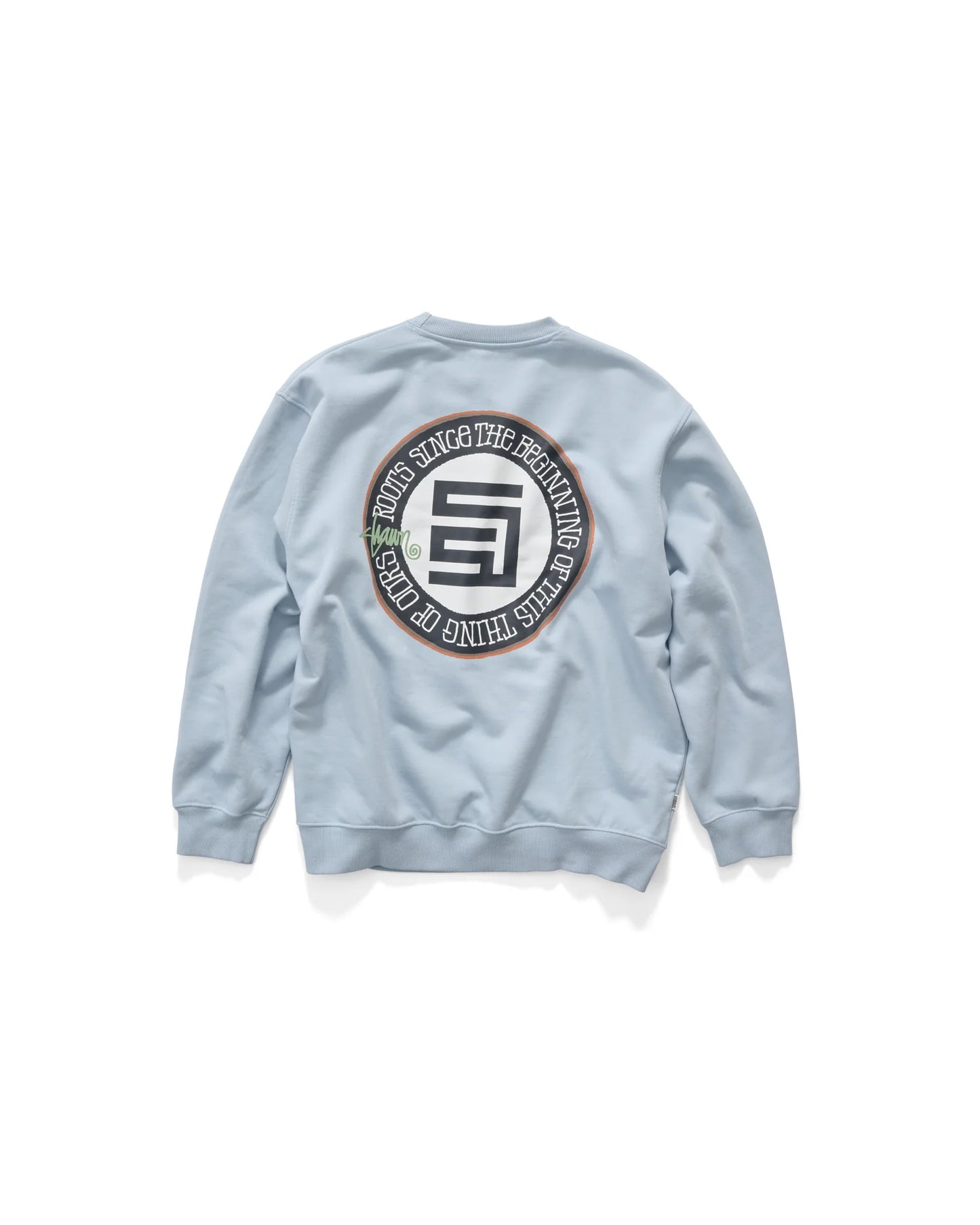 S/DOUBLE - ROOTS DOT CREW WASHED BABY BLUE