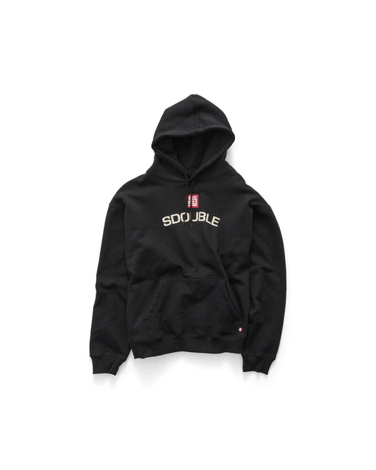 S DOUBLE - cities fleece hood - BLACK