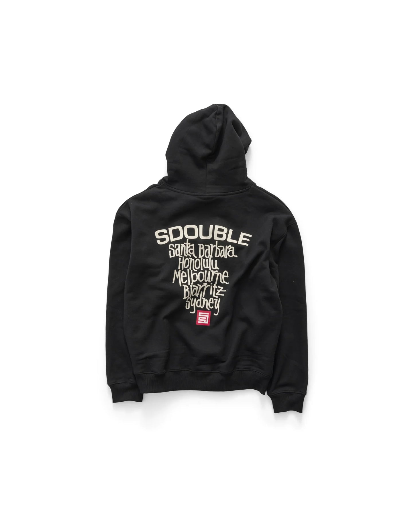 S DOUBLE - cities fleece hood - BLACK
