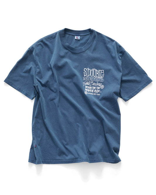 S/DOUBLE - west coast T-shirt  PIGMENT WARM BLUE