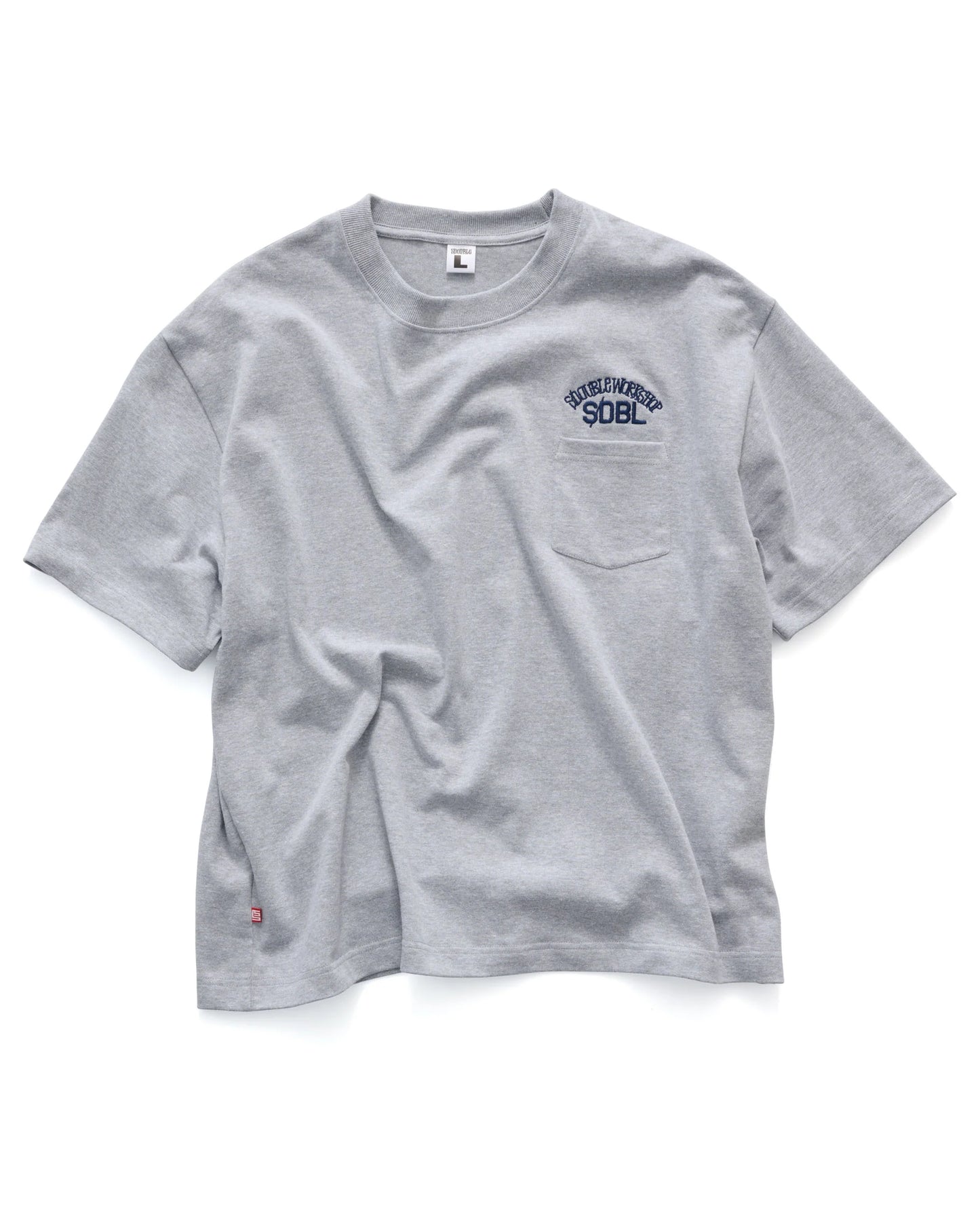 S/DOUBLE - Team Heavyweight Pocket T-SHIRT GREYHEATHERE