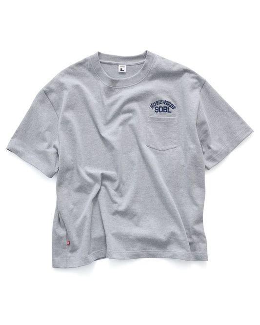 S/DOUBLE - Team Heavyweight Pocket T-SHIRT GREYHEATHERE