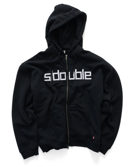 S/DOUBLE - Block zip hoodie BLACK